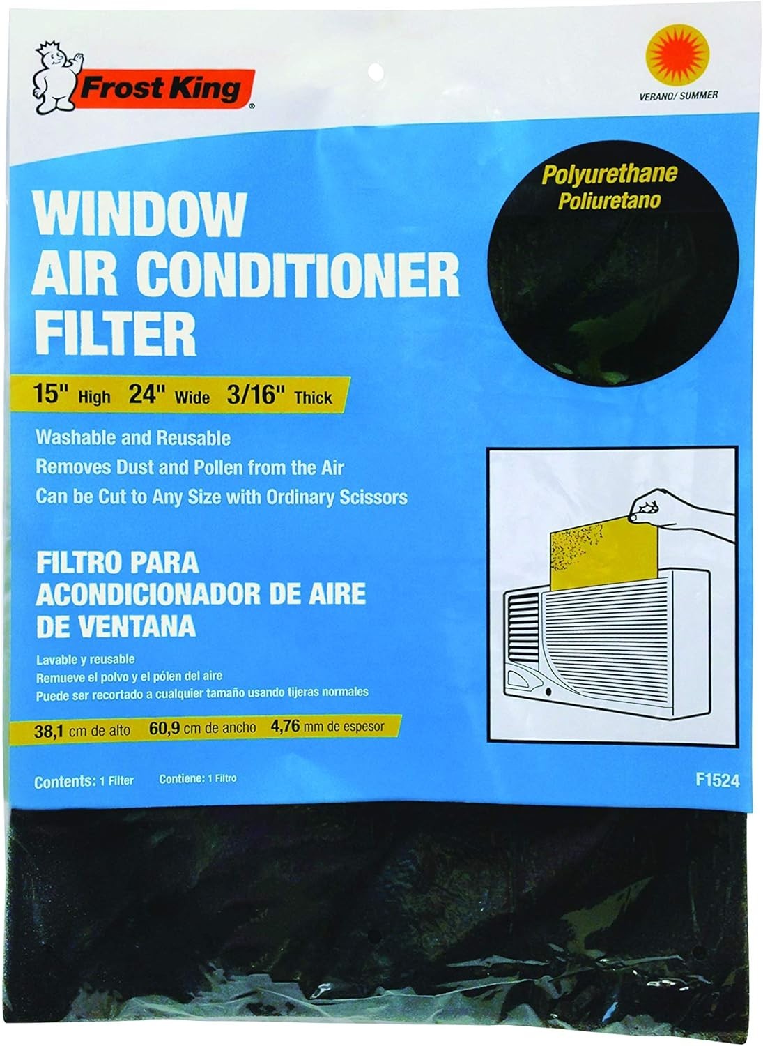 Allergy Relief Open Cell Foam Filter for 15"x24" Air Conditioners - Washable gallery