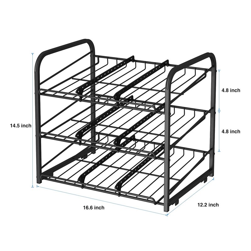 Can Rack Organizer 3 Tier Stackable Can Storage Dispenser for Food Storage Black gallery