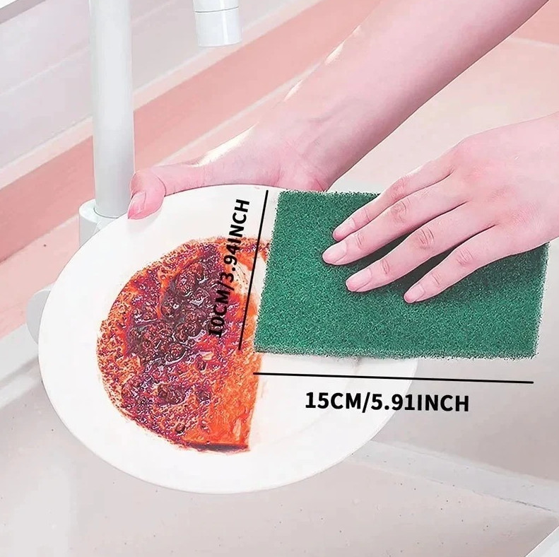 20pcs Green Scratch Free Scrub Pads Reusable Kitchen Cleaning Sponges - NEW gallery