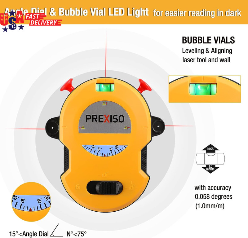 Multi Surface Laser Level LED Light Vial, 30Ft Horizontal & Vertical Line Laser gallery