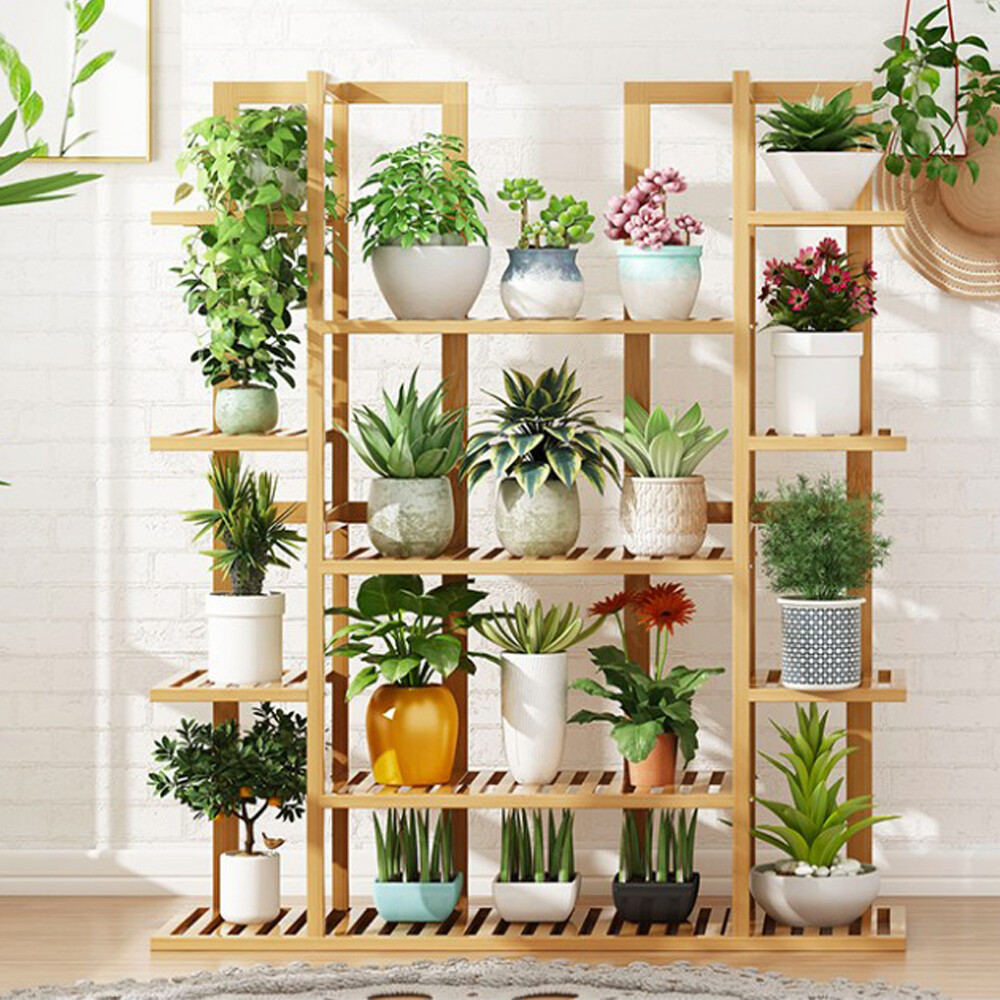 Large Thicker Bamboo Plant Stand Vertical Living Wall Flower Dispaly Rack Shelf gallery