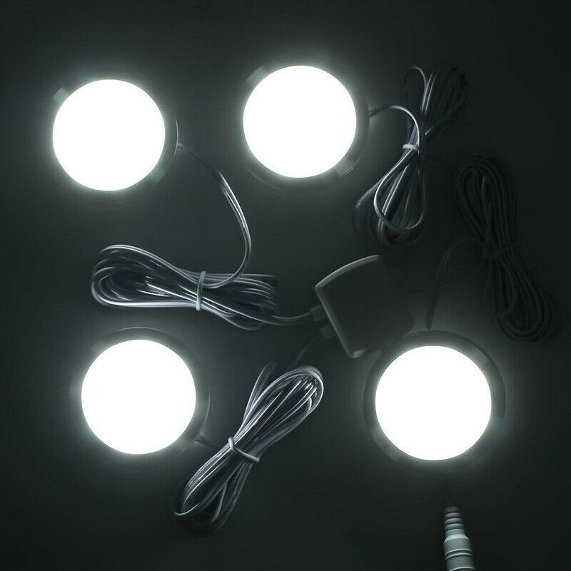 LED Under Cabinet Lighting Kit Kitchen Counter Closet Shelf Puck Light Hardwired gallery