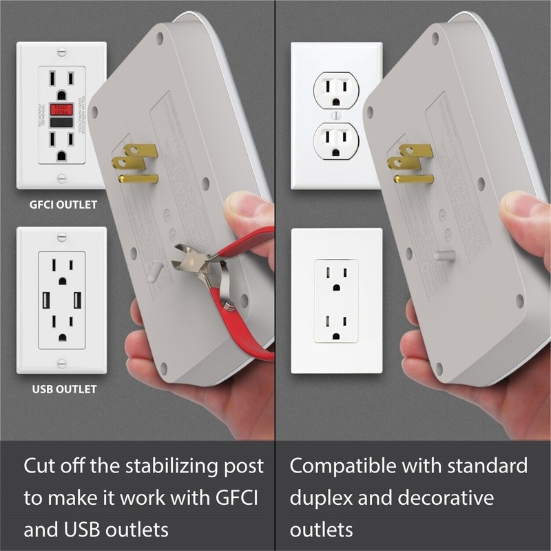 6 Outlet Extender 1225J Surge Protector With 4 USB Charger Port Wall Adapter Tap gallery