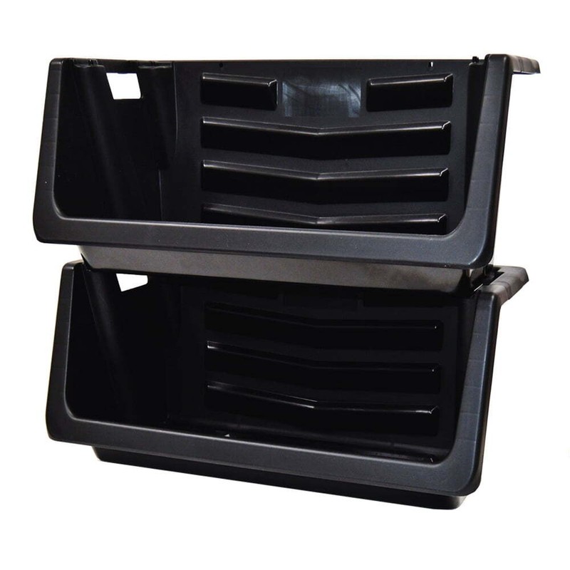Heavy Duty Nesting Plastic Stack Bin, Black！ gallery