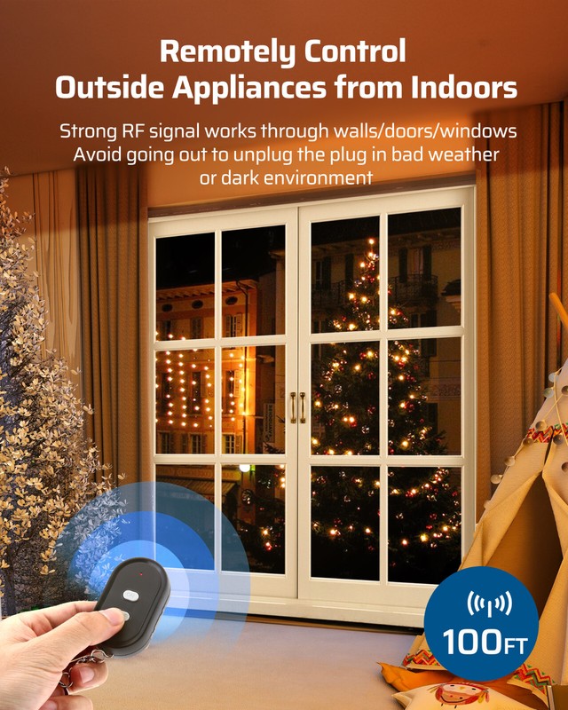 DEWENWILS Outdoor Wireless Remote Control Outlet Switch 100ft Range Weatherproof gallery