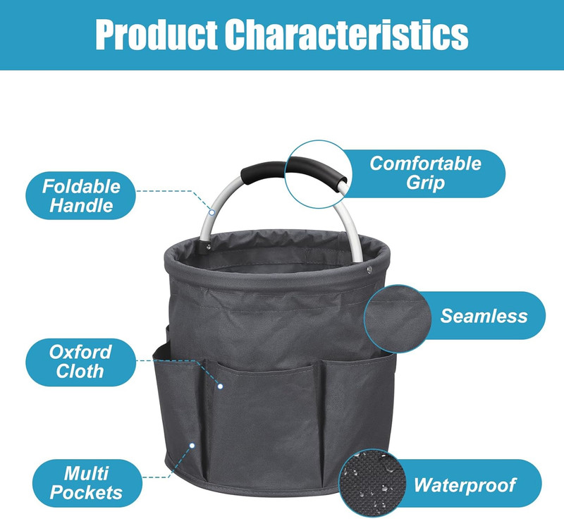 Cleaning Caddy with Handle, 17L Cleaning Supply Caddy Foldable Bucket Organizer gallery
