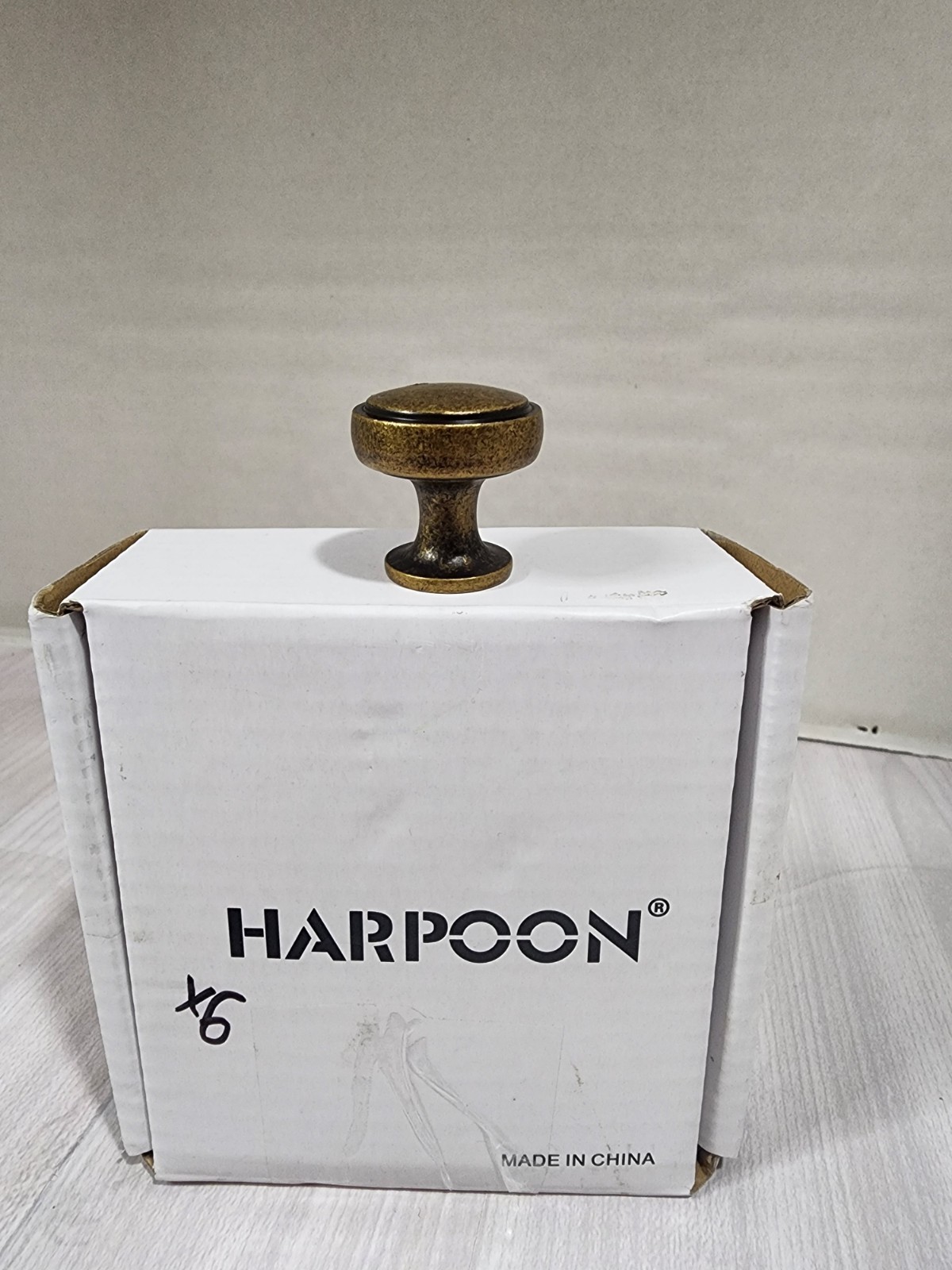 Harpoon Brand Pull Knobs Cabinet - Lot Of 6 - Vintage Antique Brass gallery