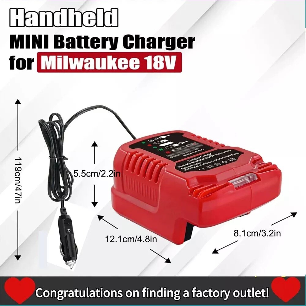 Mini Car Charger for Milwaukee 18V Li-ion Battery Portable Use on Car Cigarette gallery