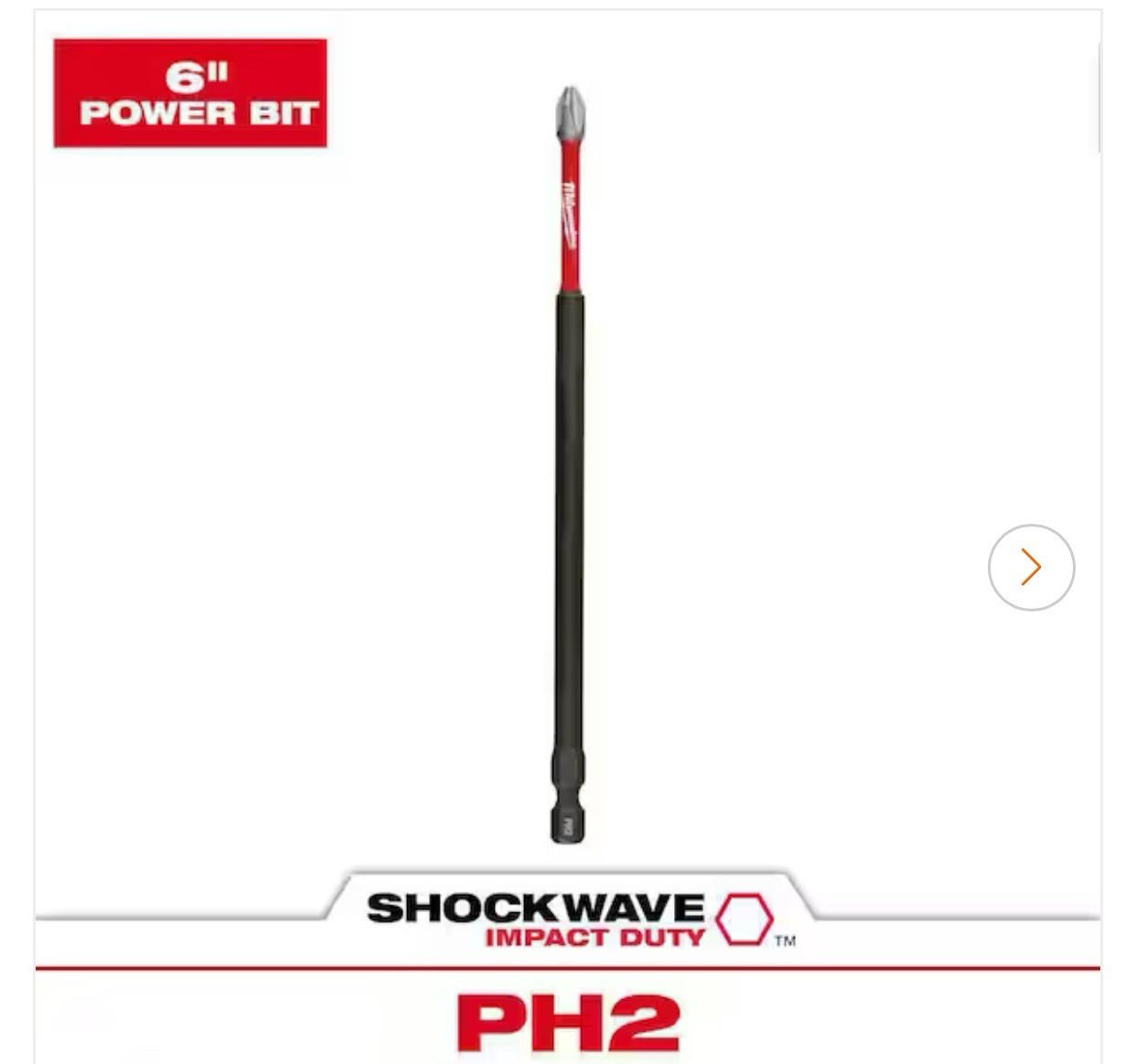 Milwaukee 48-32-4802, SHOCKWAVE Impact Duty 6-in. Phillips #2 Screw Driver Bit gallery