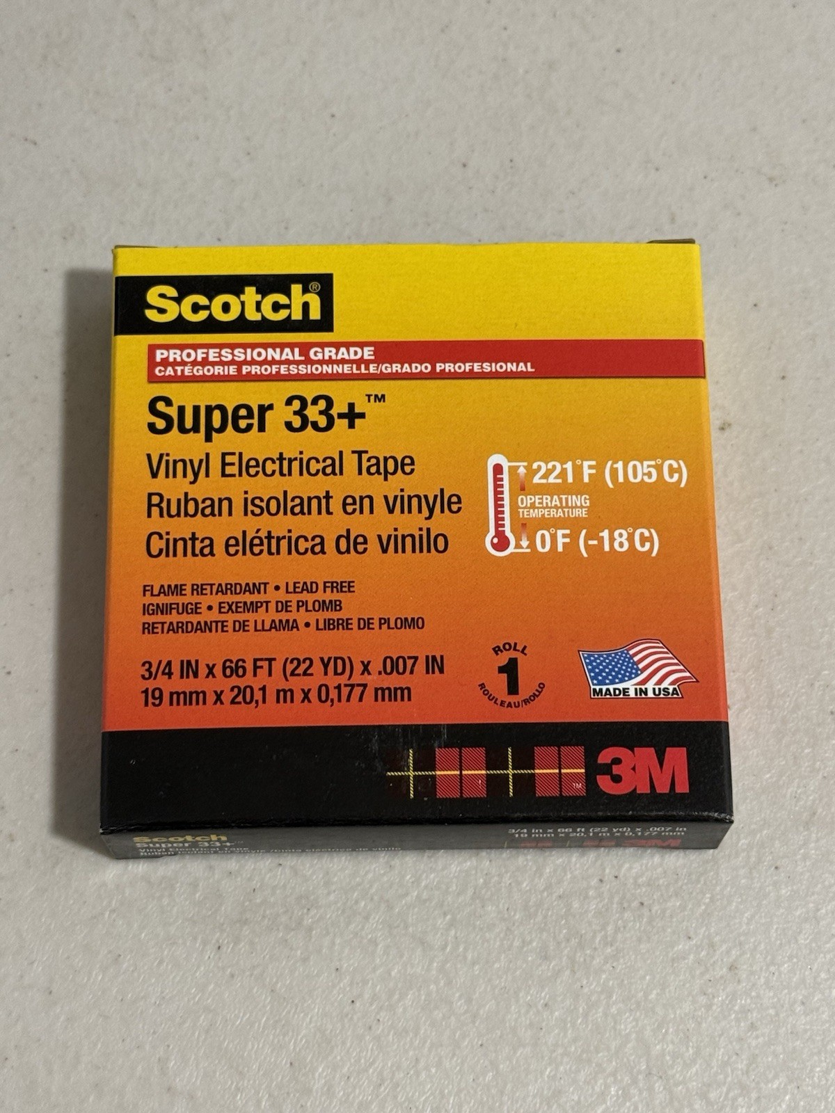 Scotch® Super 33+ Vinyl Electrical Tape, 3/4 in x 66 ft, 1-1/2 in Core,Black gallery