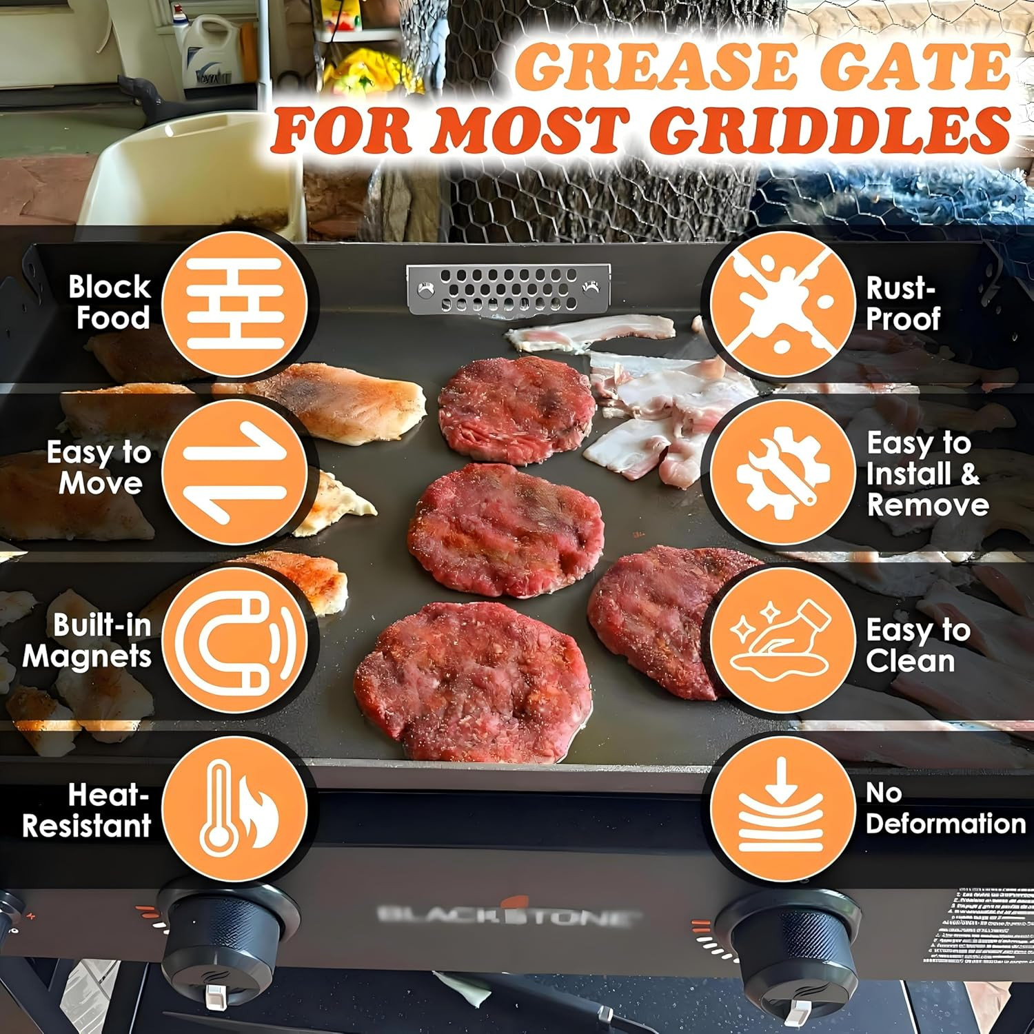 Grease Gate for Blackstone Griddle - Magnetic Food Blocker, 1 Pack gallery