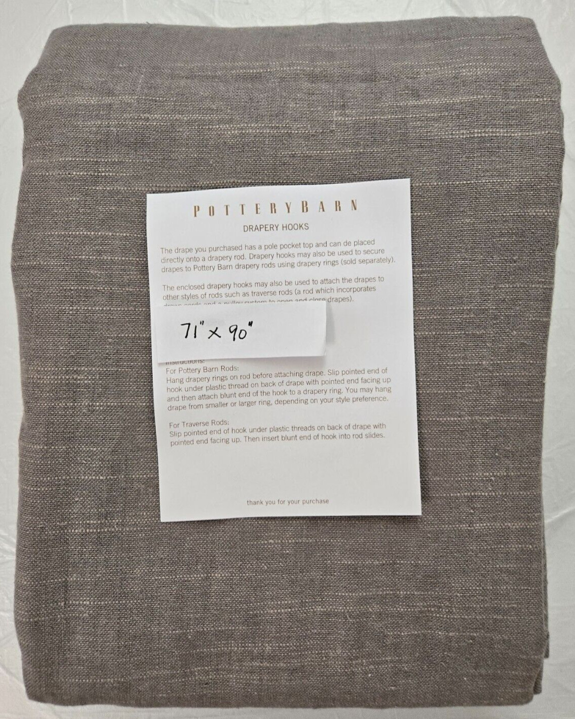 Pottery Barn 3-in-1 Pole Top Custom Emery Linen 1-Curtain 71" x 90" Grey gallery