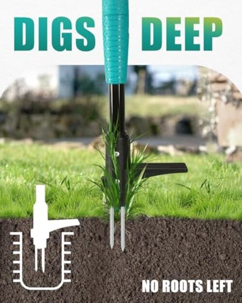 39" Weed Pulling Tool, 3-Claw Detachable Weed T-shaped Handle Common Teal gallery