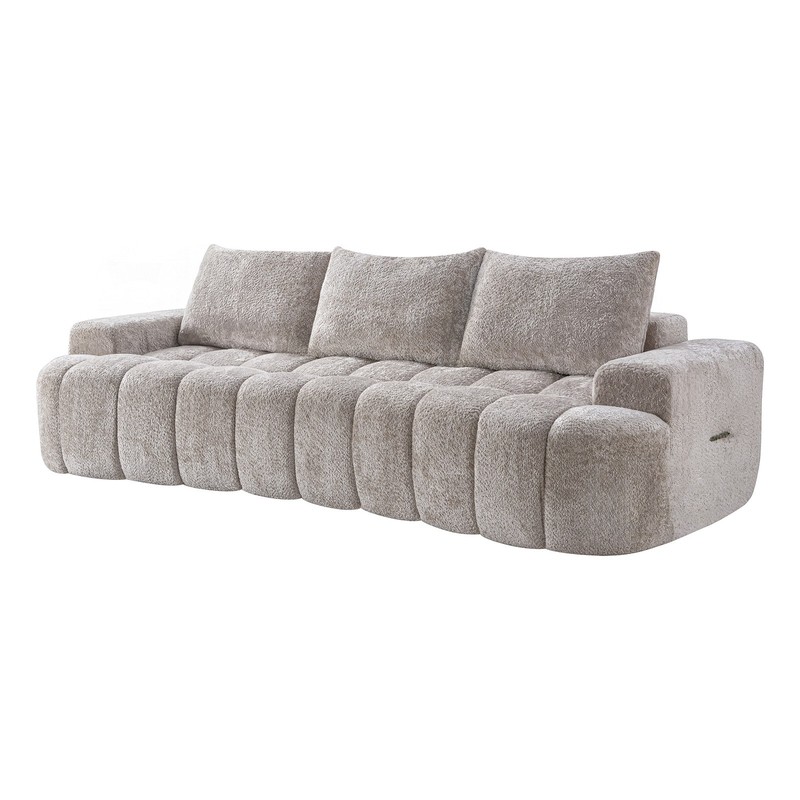 100" Curved Front Compressed Sectional Sofa, 3-Seat Boucle Couch gallery