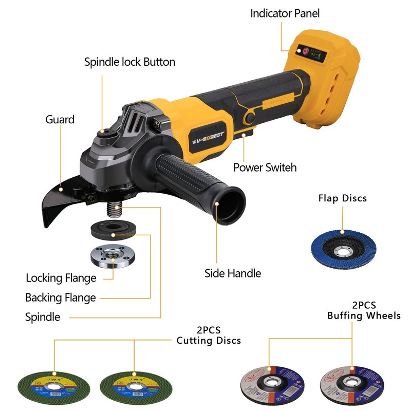 5 inch Cordless Angle Grinder Compatible Dewalt 20V Battery Brushless 11000RPM gallery