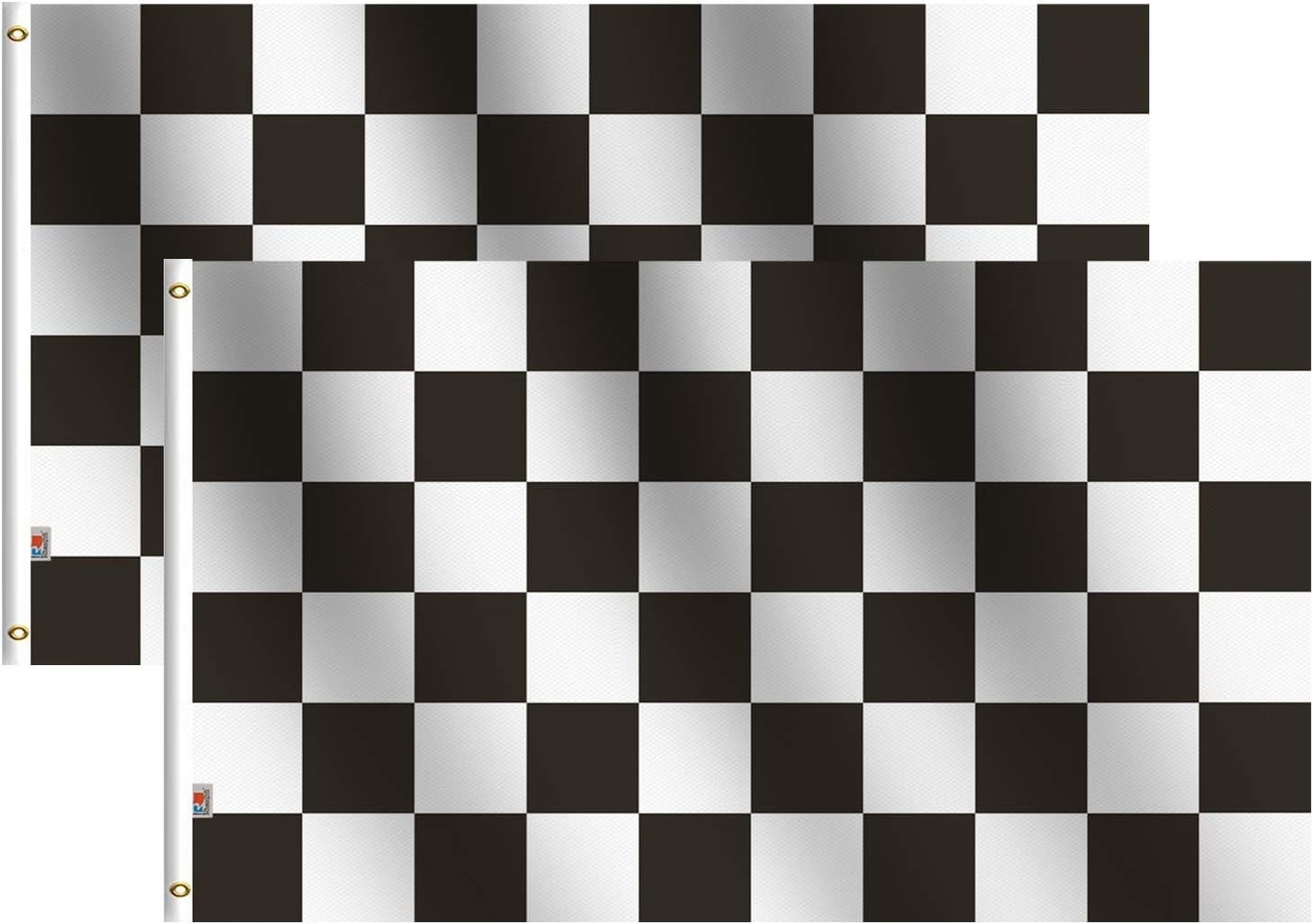 2Pack-NEW Checkered Flags 3x5 Ft,Canvas Header and Double Stitched - Brass Gr... gallery