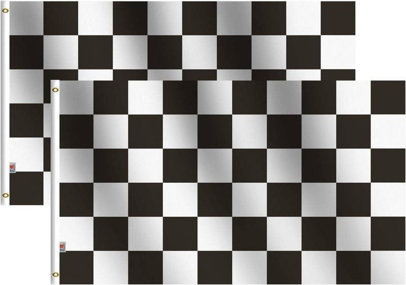 2Pack-NEW Checkered Flags 3x5 Ft,Canvas Header and Double Stitched - Brass Gr... gallery