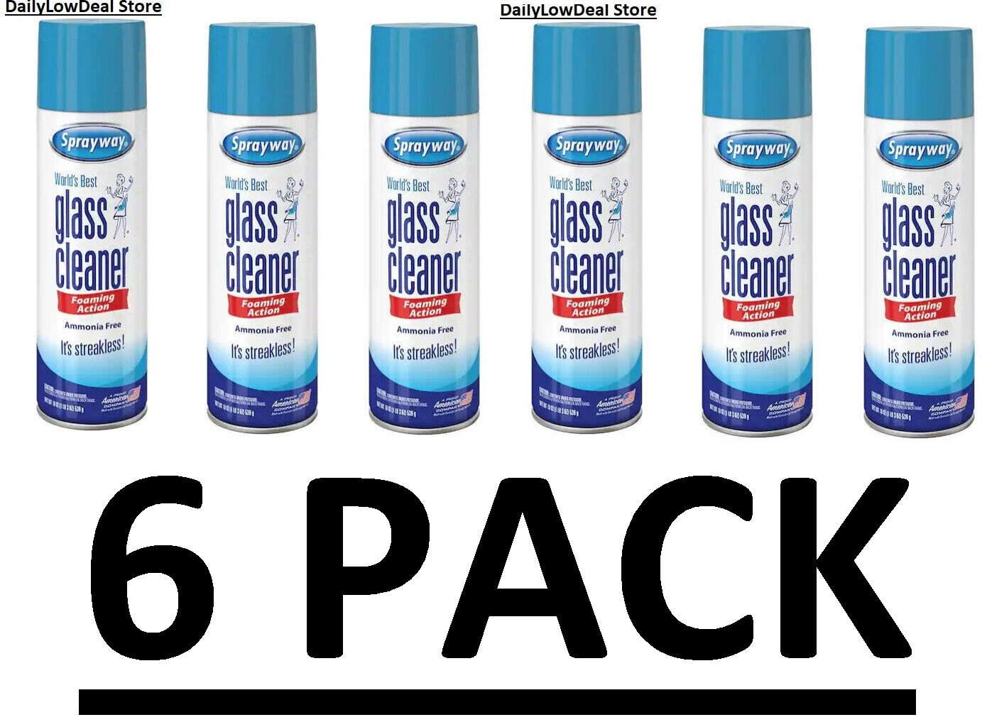 6 PACK Sprayway Glass Cleaner 23 oz Cans FAST Shipping CLEAN SHINE, FRESH SCENT gallery