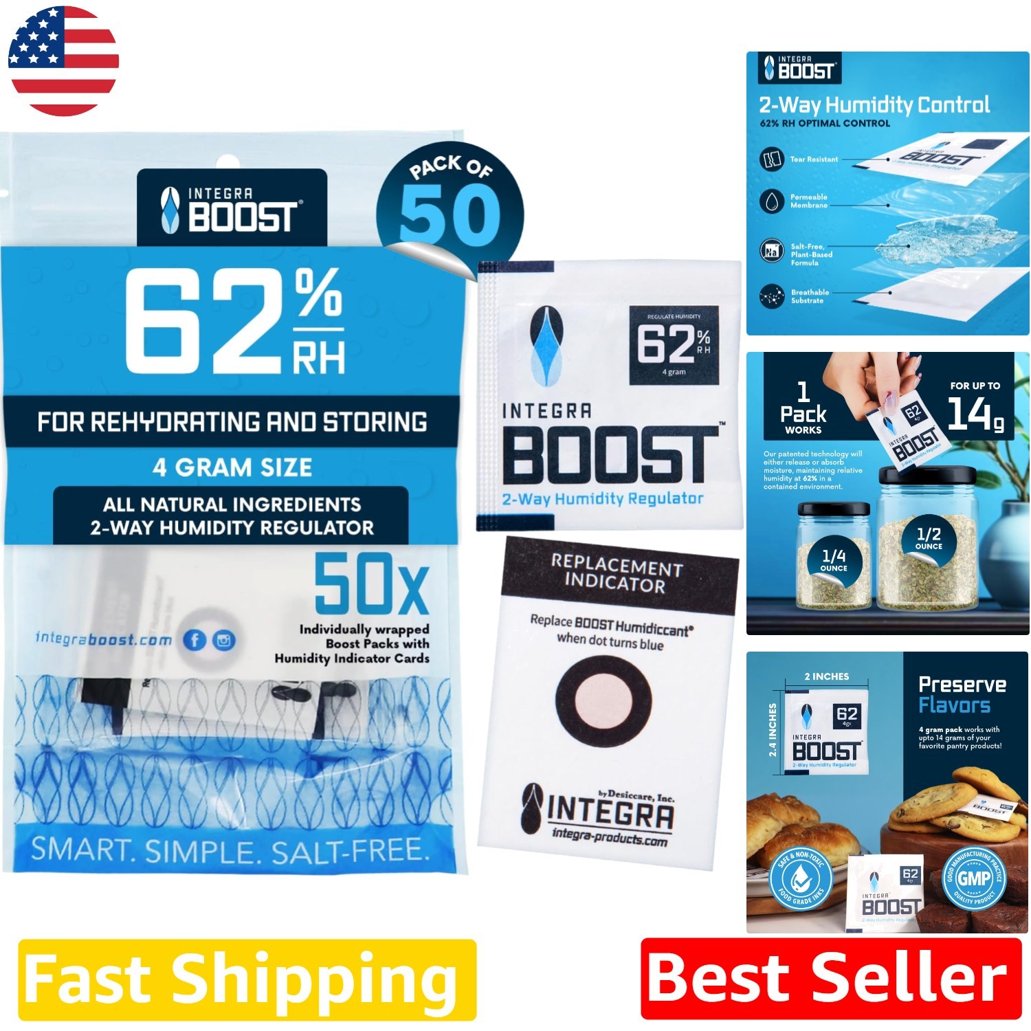 Elite 4g Humidity Control Packs - 50 Units - 62% RH for Storage gallery