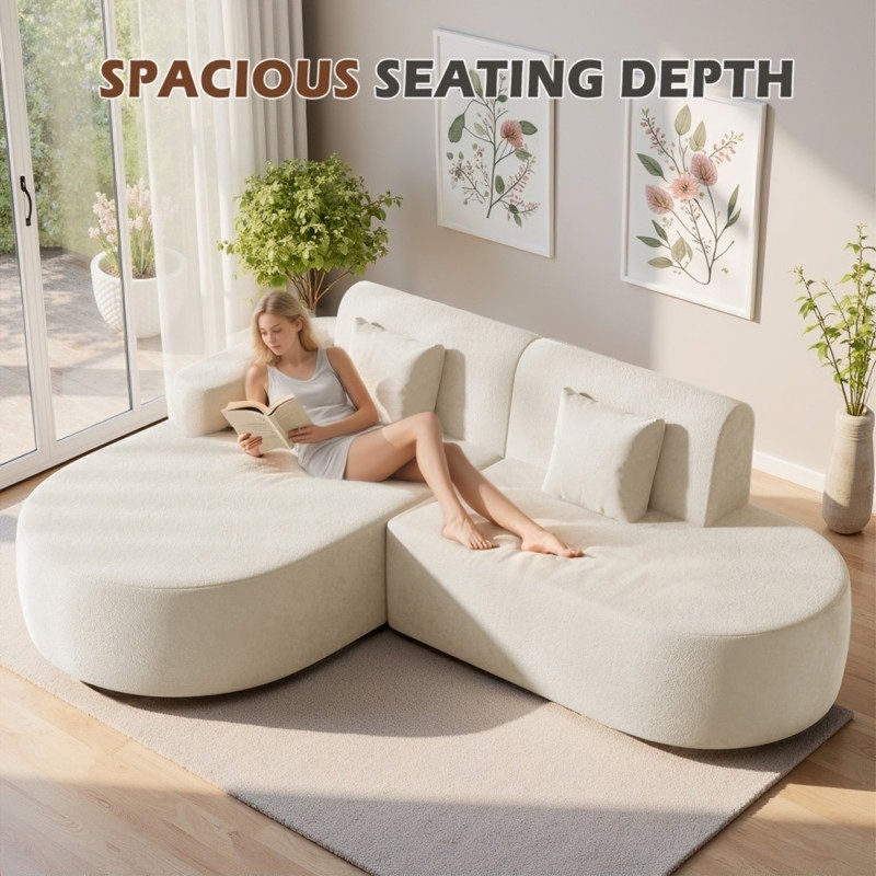 No Assembly Required Corner Sofa, L-Shape Sectional Sofa With 2 Pillows gallery