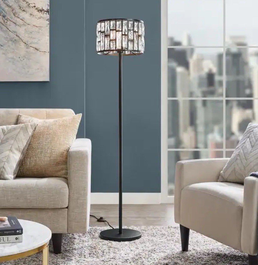 Read Description! Home Decorators Kristella 57 in. Black Crystal Floor Lamp gallery