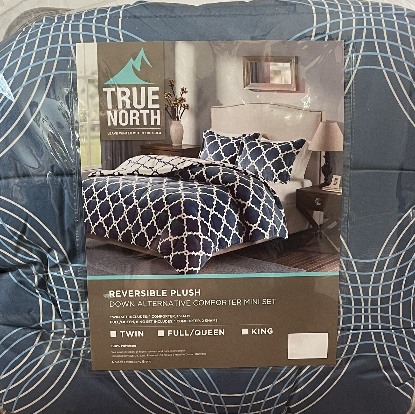 True North Reversible Plush Twin Set Twin Sized Polyester Comforter & Sham Blue gallery