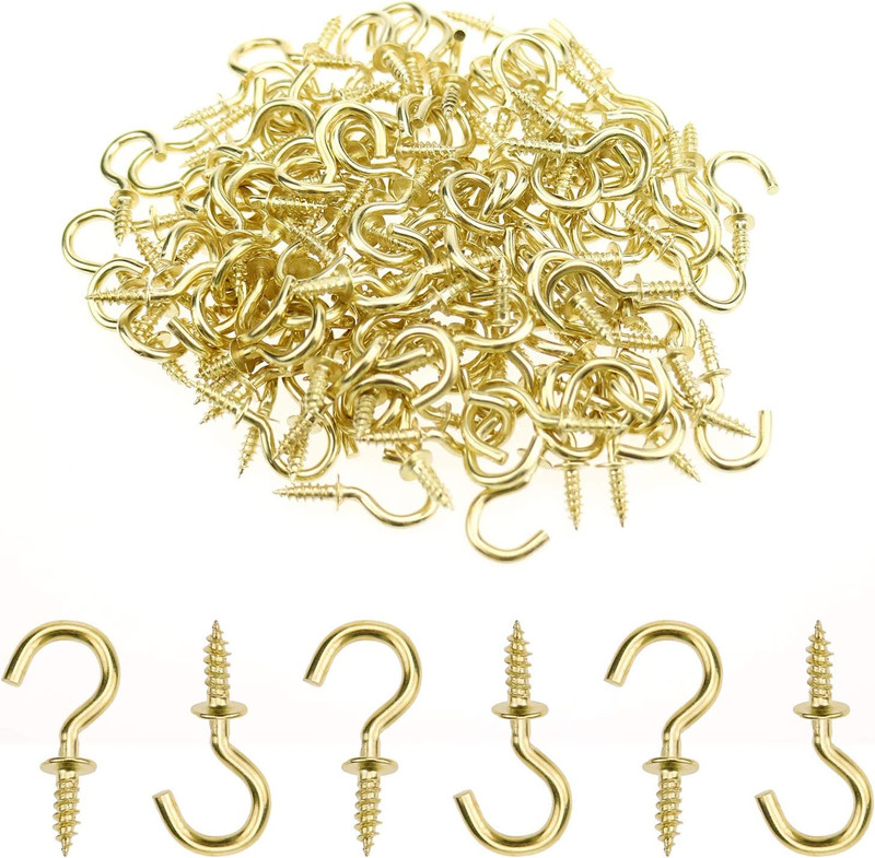 Mini Ceiling Screw Hooks, 200 Pieces 1/2 Inch Cup Hooks Screw-In Hooks gallery