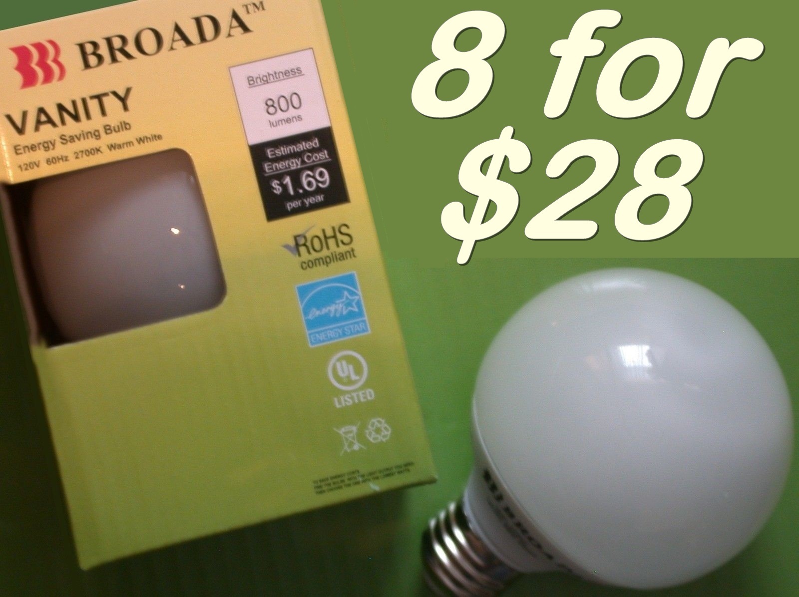 (8x) CFL Vanity Globe Compact Fluorescent G25 Bulbs - 14watt Warm White ~60w gallery