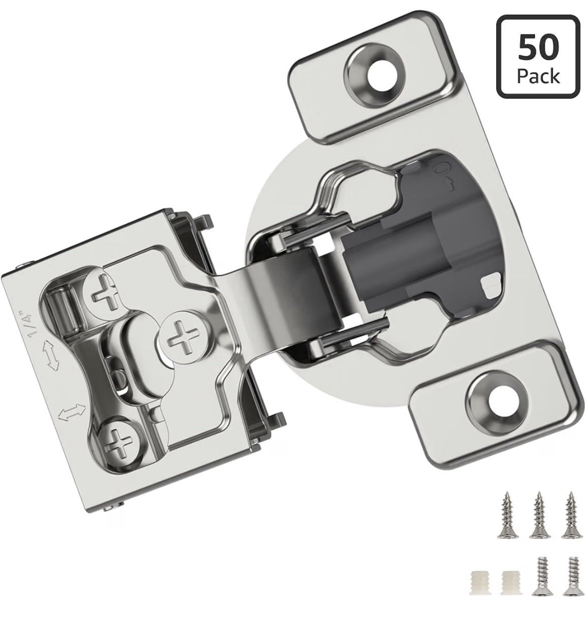 Furniware 50 PCS 1/4” Overlay Concealed Face Frame Hinges 105 Angle Soft Close gallery