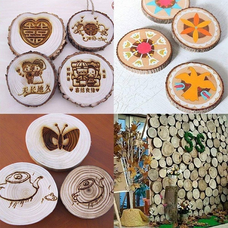 10 Pcs Pre-Sanded Pine Coasters (4.2-4.7 inches) - Ideal for Weddings & Crafts gallery
