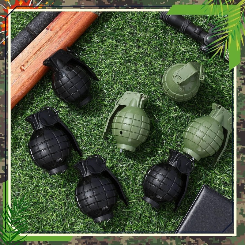 Sratte 4 Pcs Plastic Hand Grenades with Realistic Sound Effects Green, Black gallery