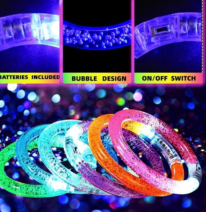 38 Pcs LED Bracelets 6 colors Light Up Glow in Dark Halloween Party Supplies gallery