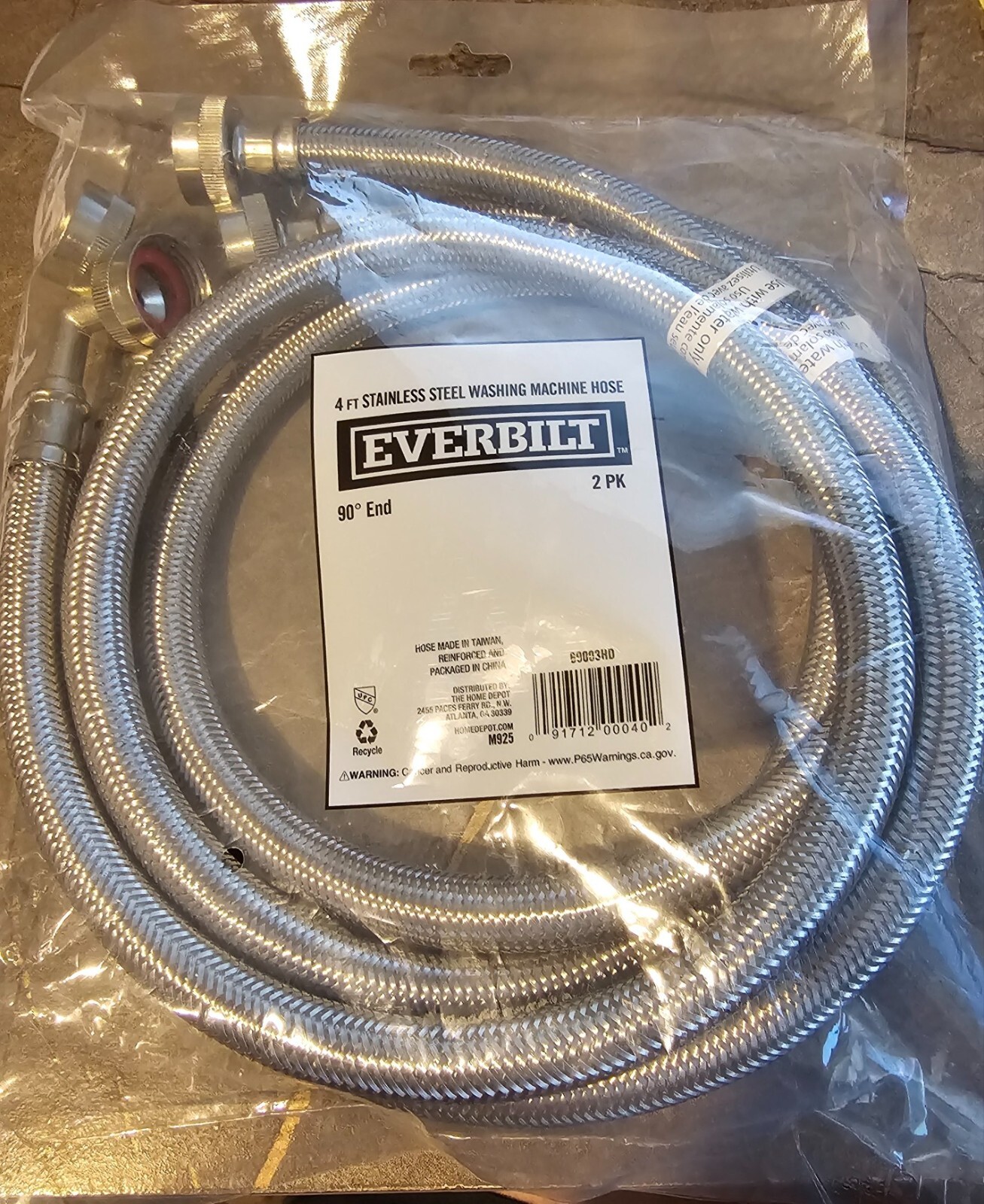 Everbilt 4 ft. Polymer Coated Stainless Steel Washing Machine Connector Set gallery