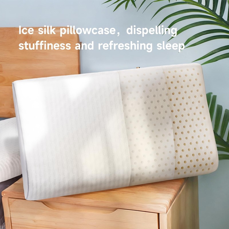 Latex Pillow Features Medium-Soft Latex Foam and Removable ice Silk Pillowcas... gallery
