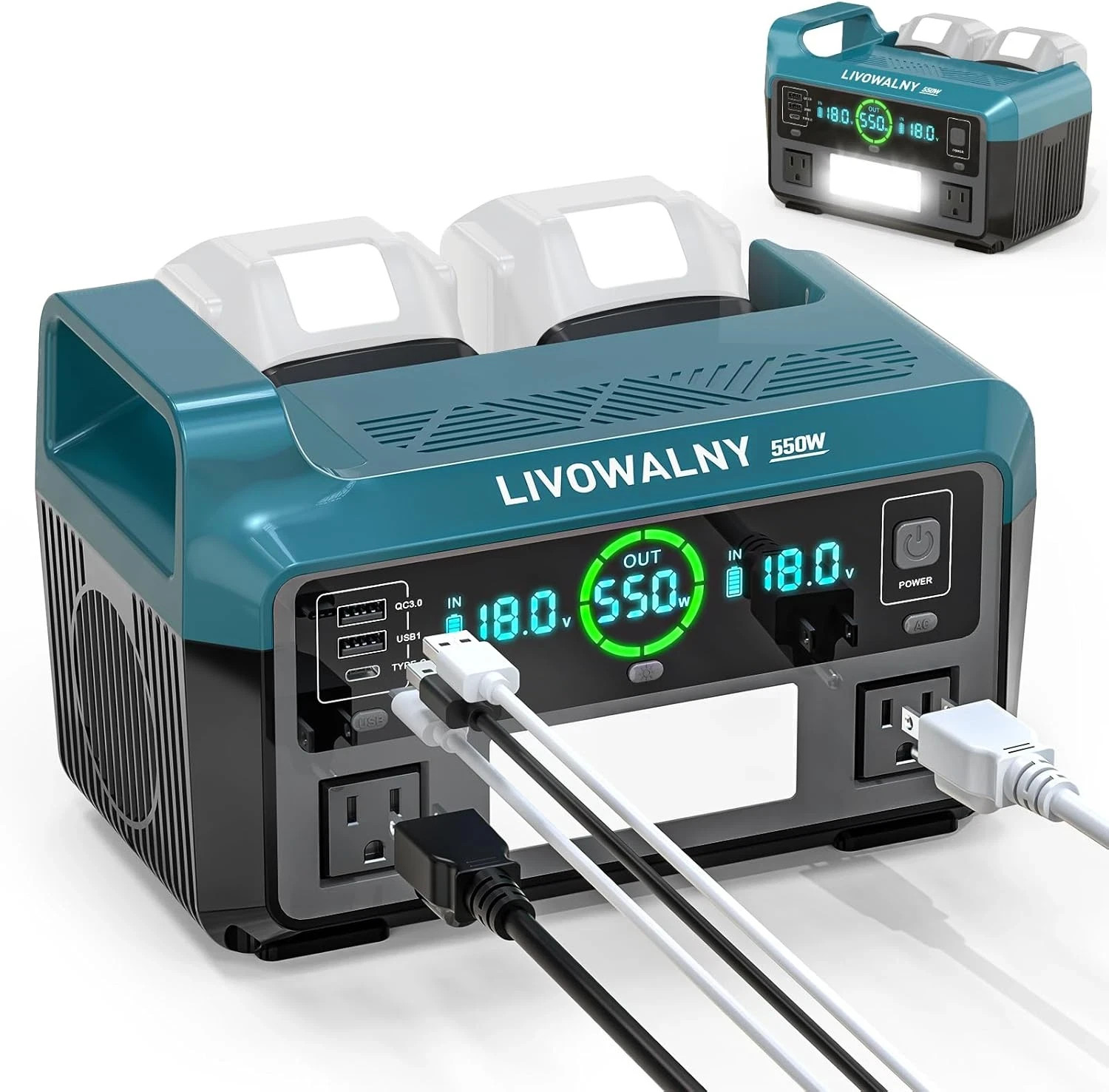 550W Power Station Compatible with Makita: Portable Generator DC 18V to AC 110- gallery