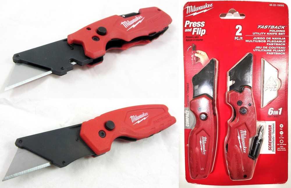 Milwaukee Fastback Pack 6-in-1 & Compact Utility Knife Set 48-22-1505Q