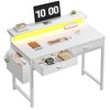 Small 32 Inch White Computer Desk with 2 Drawers LED Lights And Monitor Stand gallery