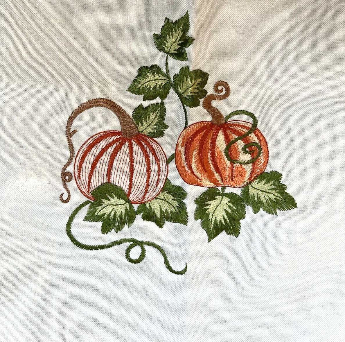 Pumpkin EmbroideryTable Runner Linen-Look Cream 54 x 20 gallery
