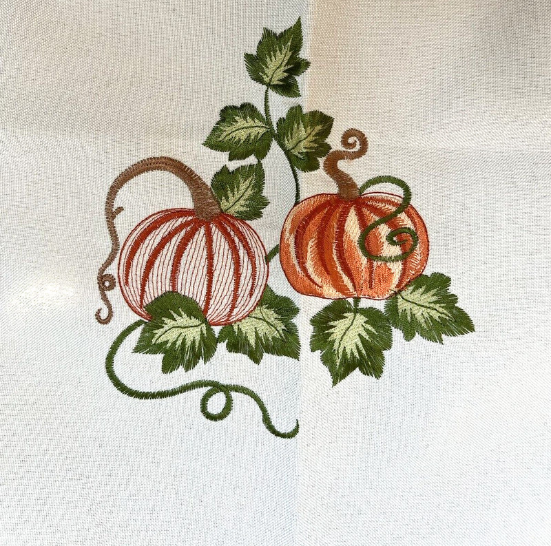 Pumpkin EmbroideryTable Runner Linen-Look Cream 54 x 20 gallery