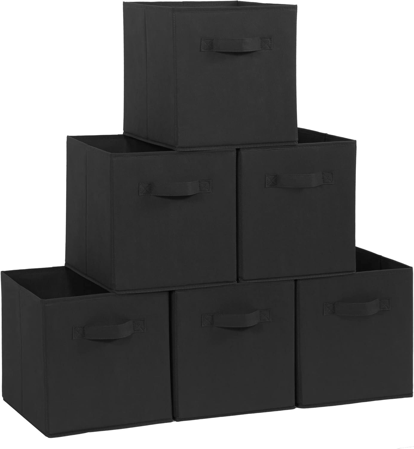 Storage Cubes - 6 Pack 11 Inch Fabric Foldable Bins with Handles Black gallery