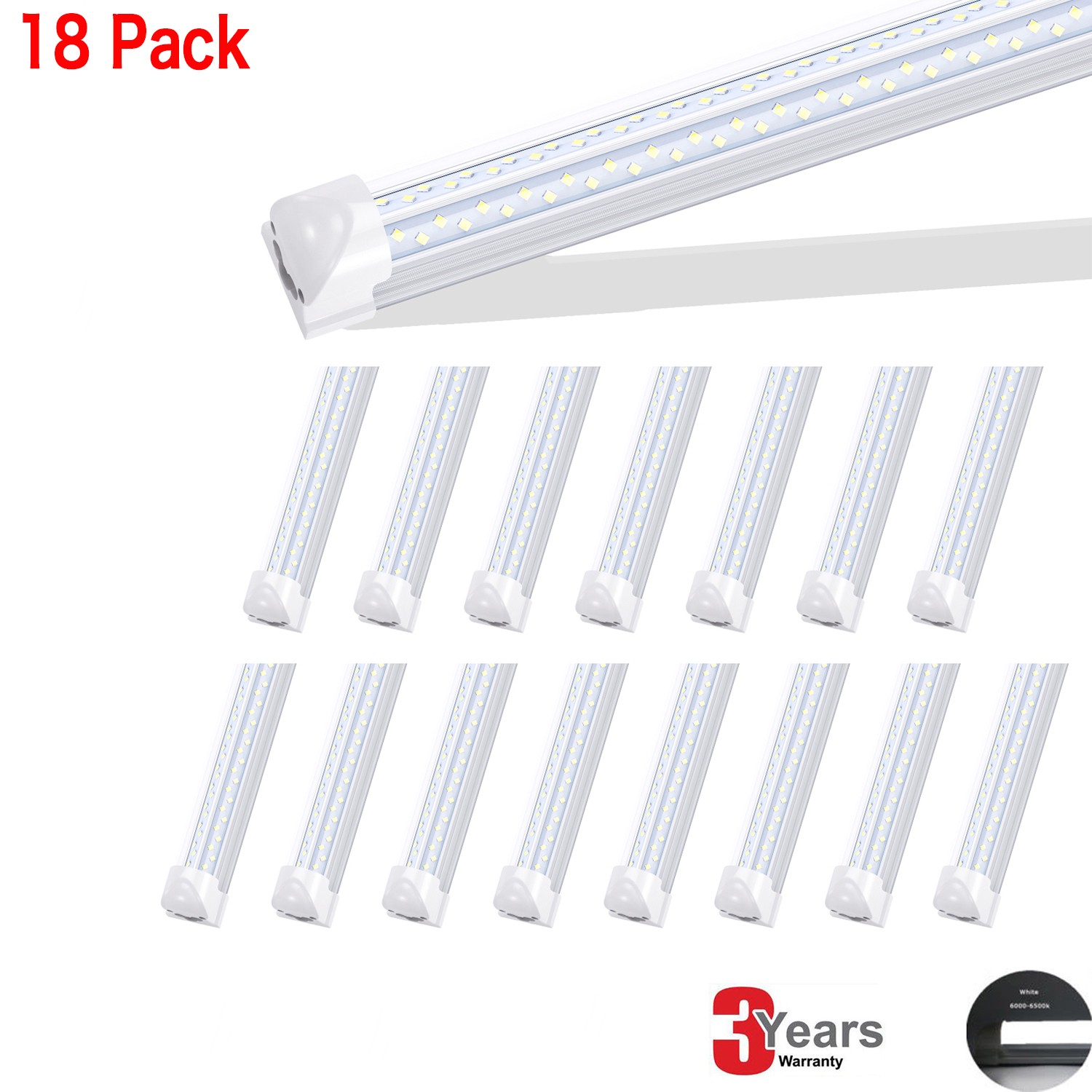 18 Pack 120W 8FT Led Shop Light Fixture Led Tube Light T8 Integrate Warehouse gallery