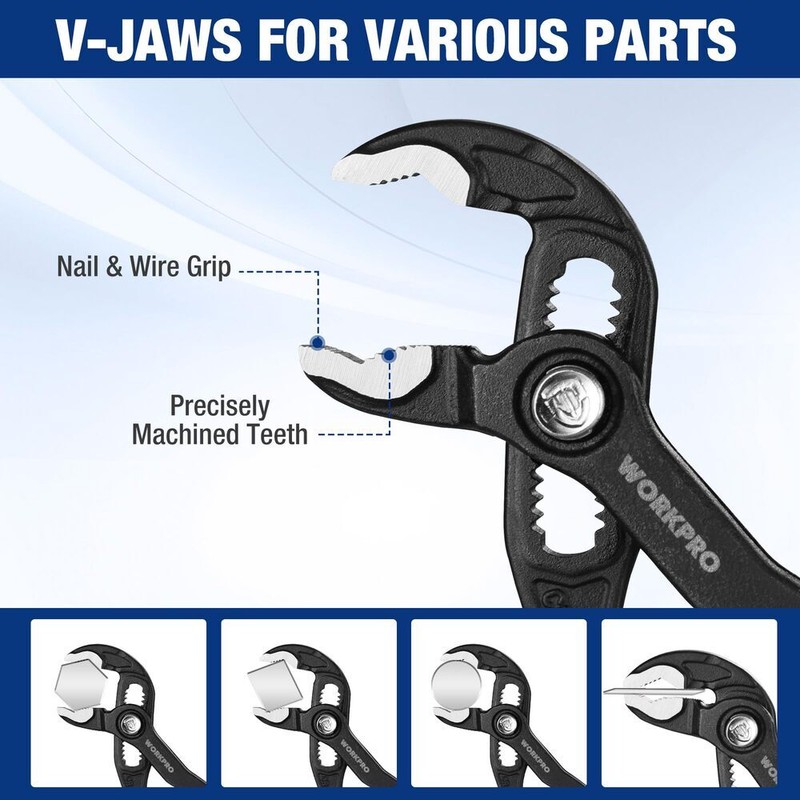 WORKPRO 5inch Water Pump Plier Quick Adjust Groove Joint Quick Release Push Lock gallery