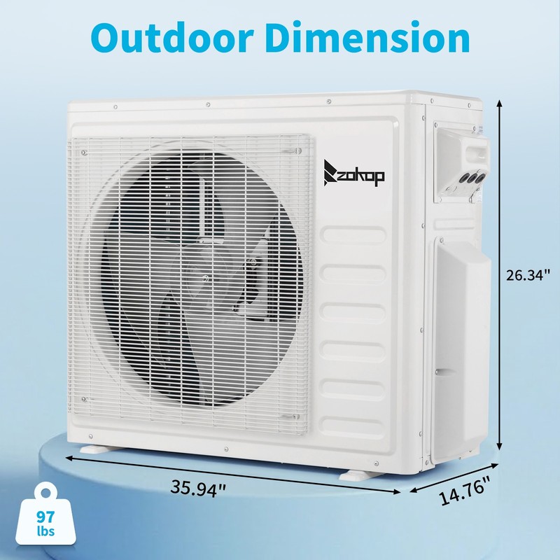 28000 BTU Tri 3 Zone Ductless Mini Split Heat Pump Air Conditioner 9K+9K+18K BTU gallery