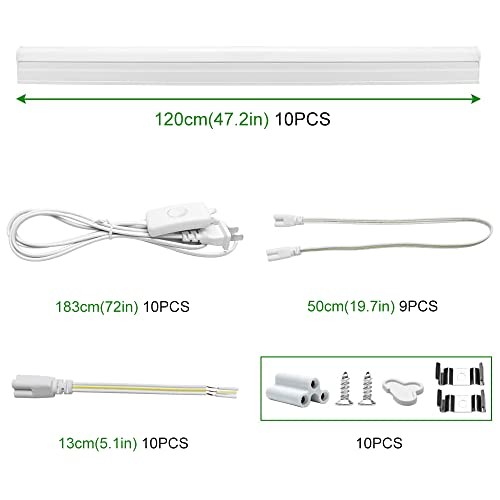 LightingWill 10 Pack LED Shop Light 4FT 3000~3500K, 20W, 4FT-10Pack Warm White gallery
