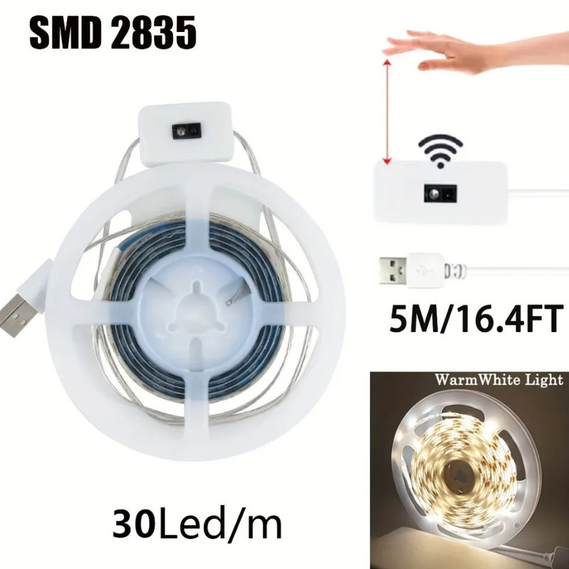 1pc LED Strip Light Hand Sweep Sensor USB Motion ON/OFF Dimmable 30LED/M - NEW gallery