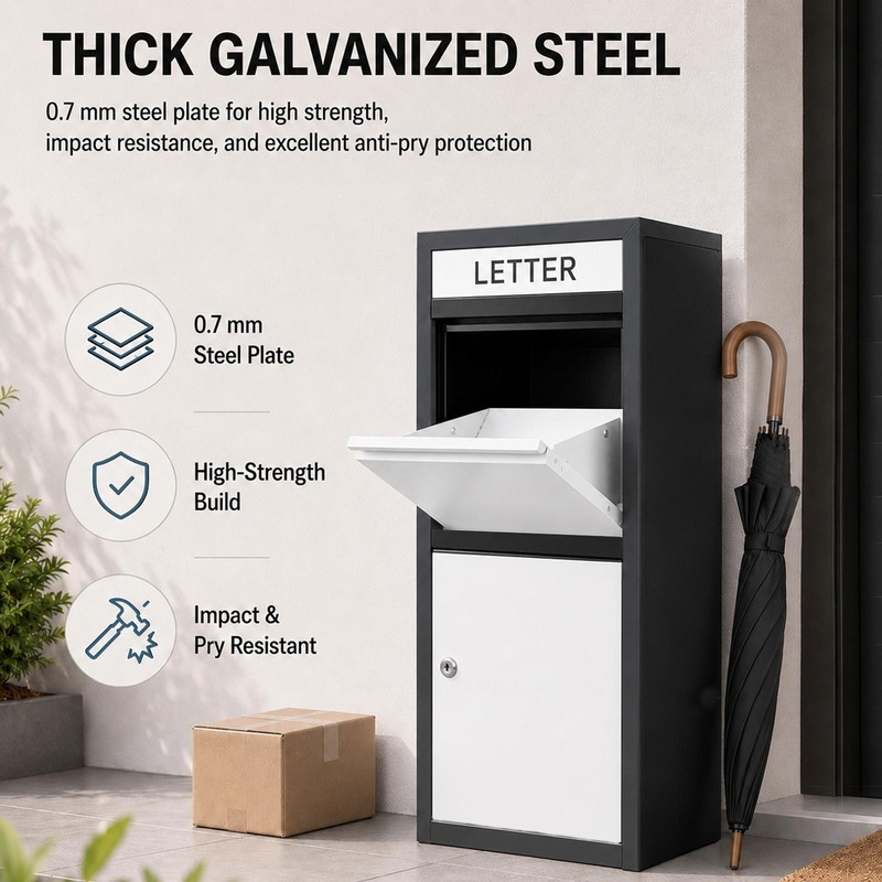 Package Delivery Boxes Galvanized Steel Parcel Mailbox with Key Lock & Hardware gallery