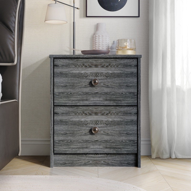Versatile Nightstand 2 Drawers Multifunctional Table Easy Assembly Storage New gallery