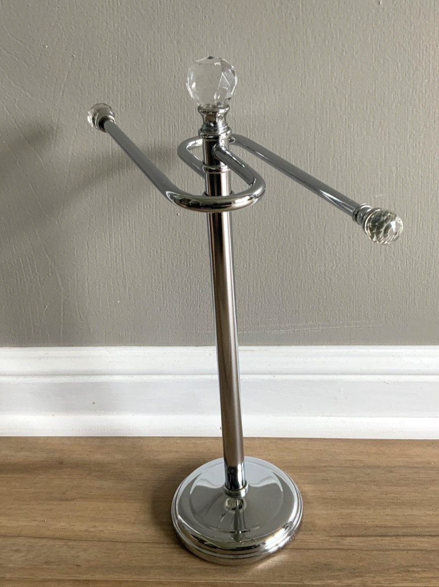HAND TOWEL COUNTERTOP FREE STANDING STAINLESS STEEL TOWEL RACK HOLDS TWO TOWELS gallery