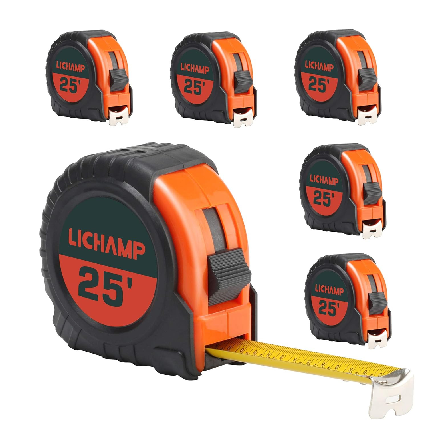 Tape Measure 25 Ft, 6 Pack Bulk Easy Read Measuring Tape Retractable with Fracti gallery