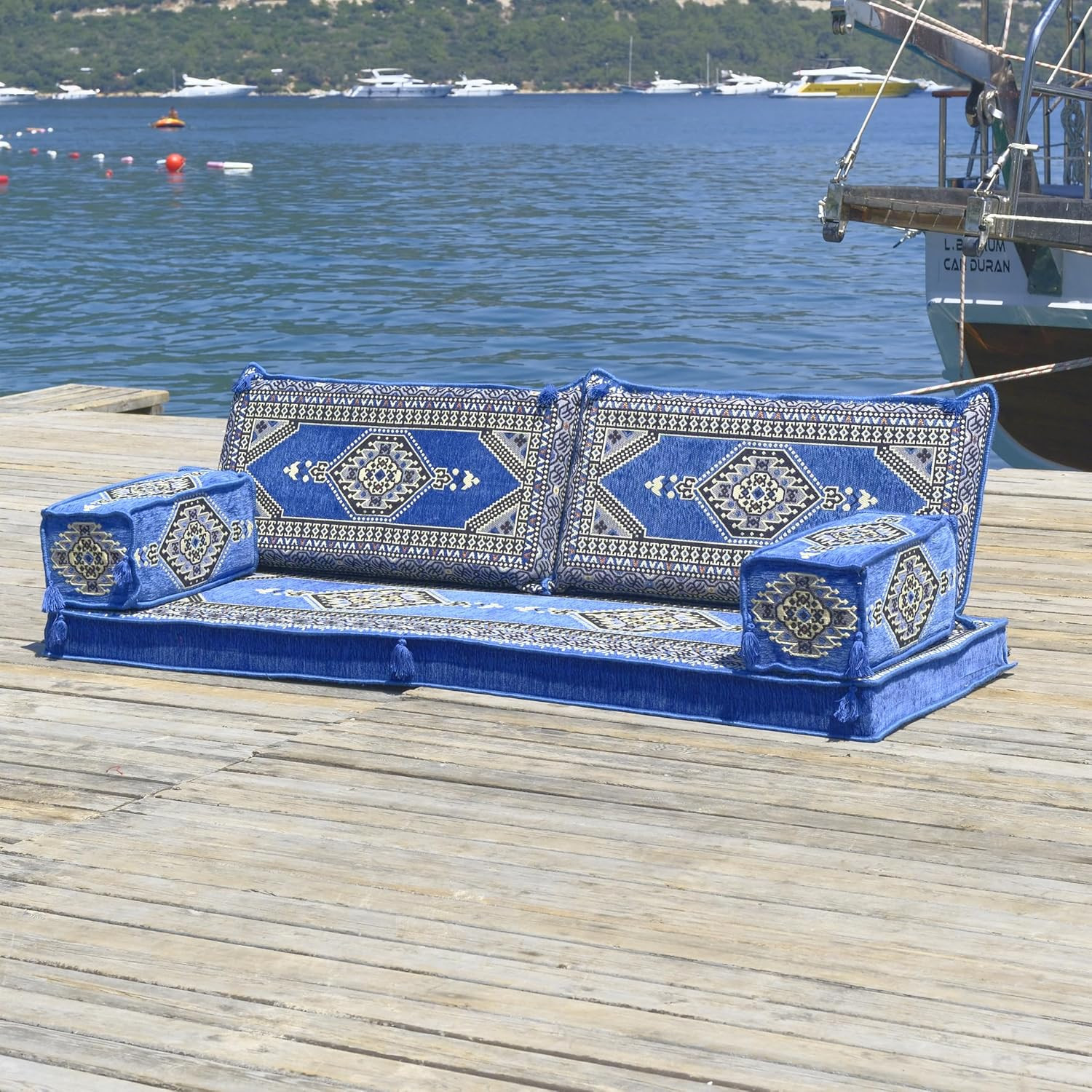 Bohemian Arabic Majlis Sofa Set for Indoor/Outdoor Lounge - 75x27x4 Inch gallery